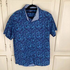 Stone Rose Blue Hawaiian Button Up Short Sleeve Mens XL